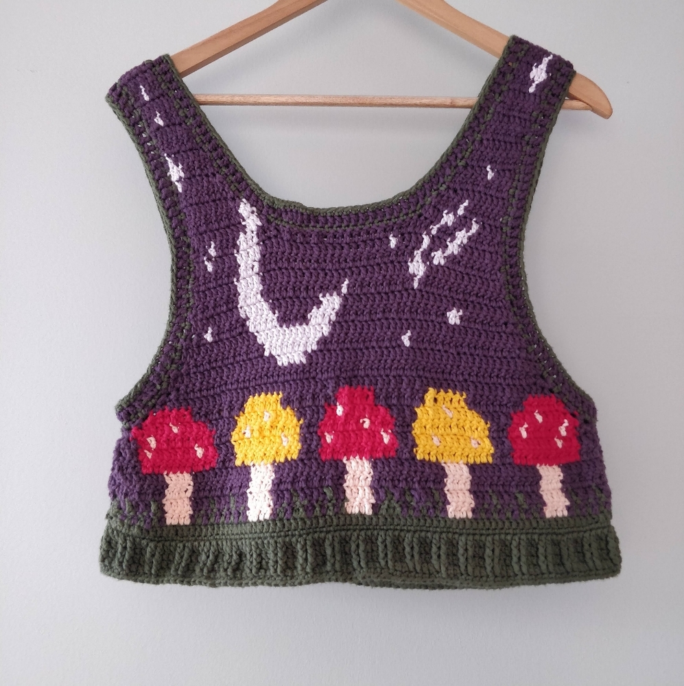 Handmade Crochet Mushroom Sweater Vest